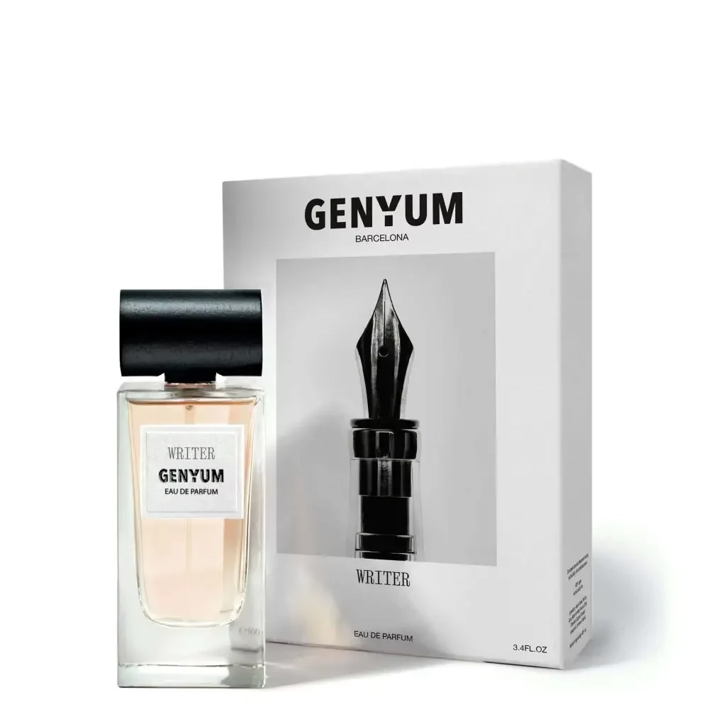 Packshot writer perfume genyum bottle and package